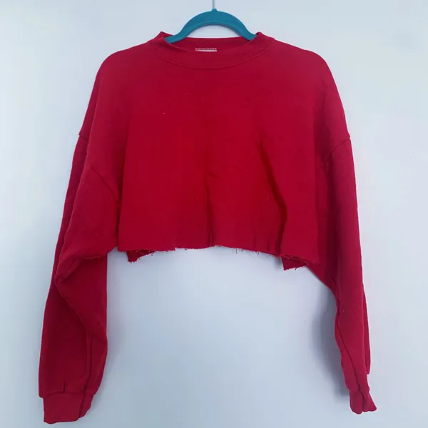 Custom Made Custom Red Cropped Sweater - Image 2