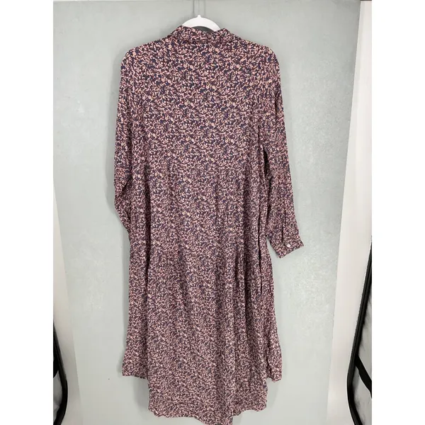 Boii Womens Shirt Dress Abstract Floral Tiered Long Sleeve Pink Blue XS - Image 3