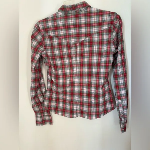 Abercrombie & Fitch Vintage Y2K Plaid Snap Front Shirt Size S Red - Image 9