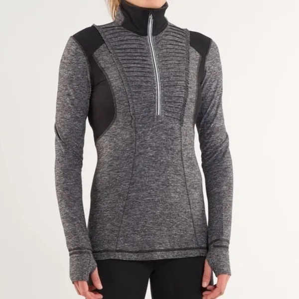 Lululemon Run: Your Heart Out Pullover Heathered Grey and Black Rulu‎ Size 4 - Image 2