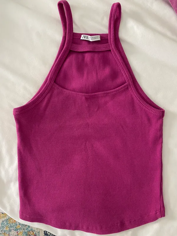 ZARA Cut Out Ribbed Crop Tank - Image 4