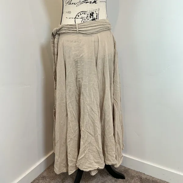 Free People Maxi Skirt Gauze Beige Boho Bohemian Festival Flowy Sz L - Image 6