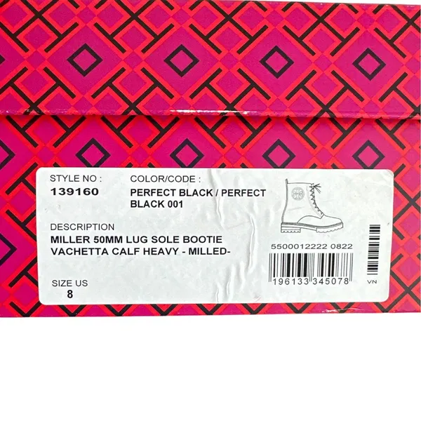 Tory Burch Miller 50mm Black Leather Lug Sole Combat Boots Size 8 - Image 11