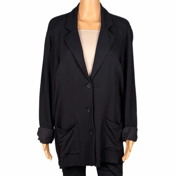 TAHARI My Perfect Shape black stretchy 3 button blazer w/patch pockets Size 1X - Image 2