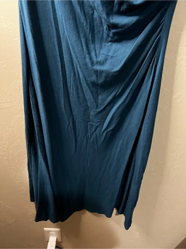 Blue Canoe Organics Teal Draped Cowl Neck Comfy Travel Vacation Minimalist Dress - Image 4