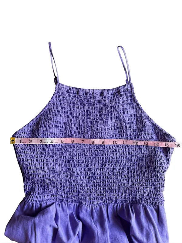 NWT Universal Thread Purple Smocked Tiered Midi Dress Pockets Cutout Back M - Image 10