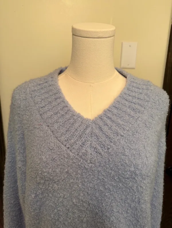 Aerie light blue v-neck oversized fuzzy knit sweater - Image 2