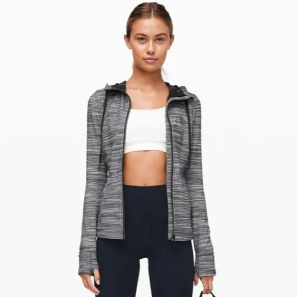 Lululemon Women’s 6 Hoodie Define Jacket Heathered Black White Full‎ Zip Sporty - Image 6