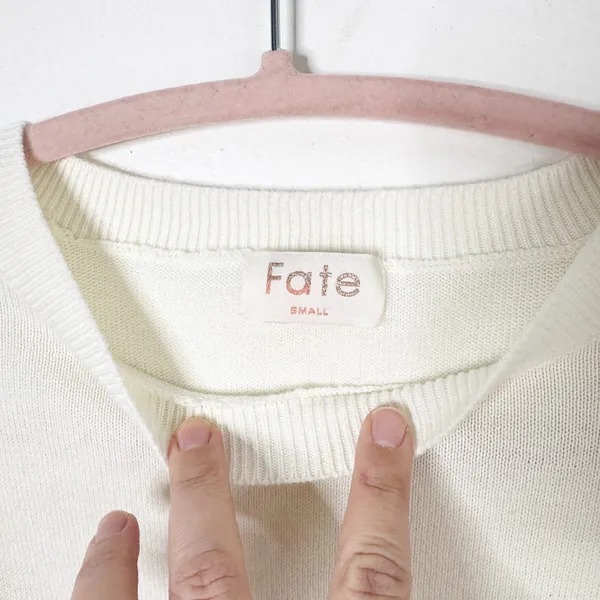 Fate Pickleball Spellout Crewneck Sweater Ivory Green Pink Lightweight Size S - Image 6