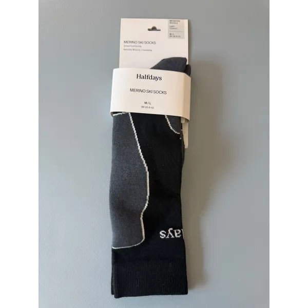 Halfdays Light Cushion Merino Ski Socks Womens M/L 9-12 Black Grey NWT - Image 3