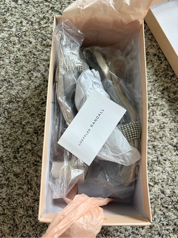 NEW Loeffler Randall Jackie Mid-Heel Rhinestone Sandals Cappuccino Size 8 - Image 5
