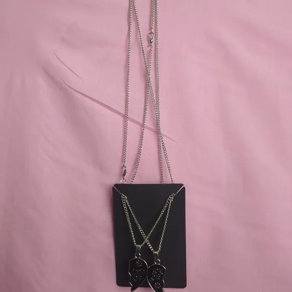 Pendant Gift Black Silver Big/Little Sis Charm Chain Necklace 10"in. - Image 9