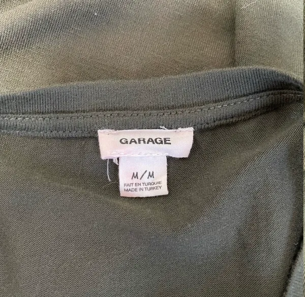 Garage Cropped Tee Solid Olive Green Long Sleeve Crew Neck Basic - Image 9