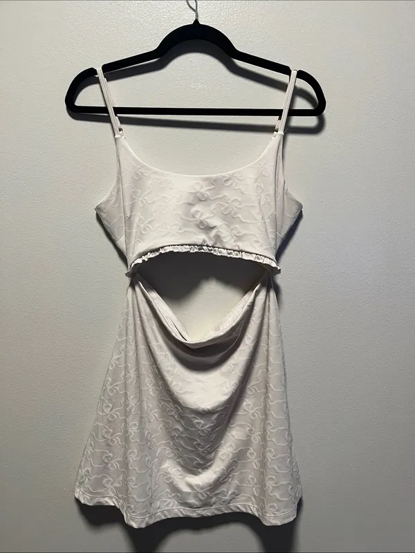 LOVESHACKFANCY Ergo Bow Jacquard Active Cutout Tennis Dress White, Size M - Image 3