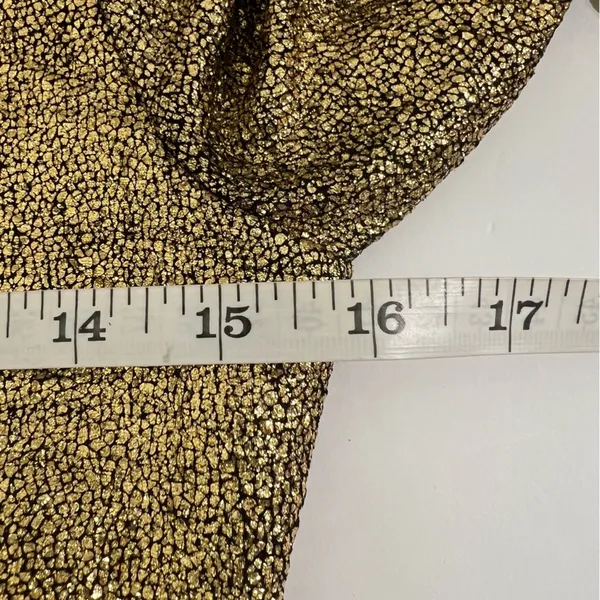 XOXO Gold Metallic Textured 3/4 Sleeve Bodycon Midi Dress Size S - Image 7