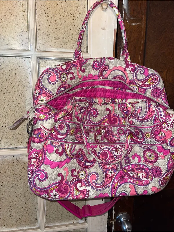 Vera Bradley Quilted Paisley Pink Travel Tote Bag - Image 6
