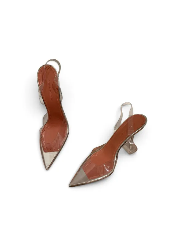 Amina Muaddi Clear PVC Pointed Holli Glass slingback Heels size Italian 36 - Image 2