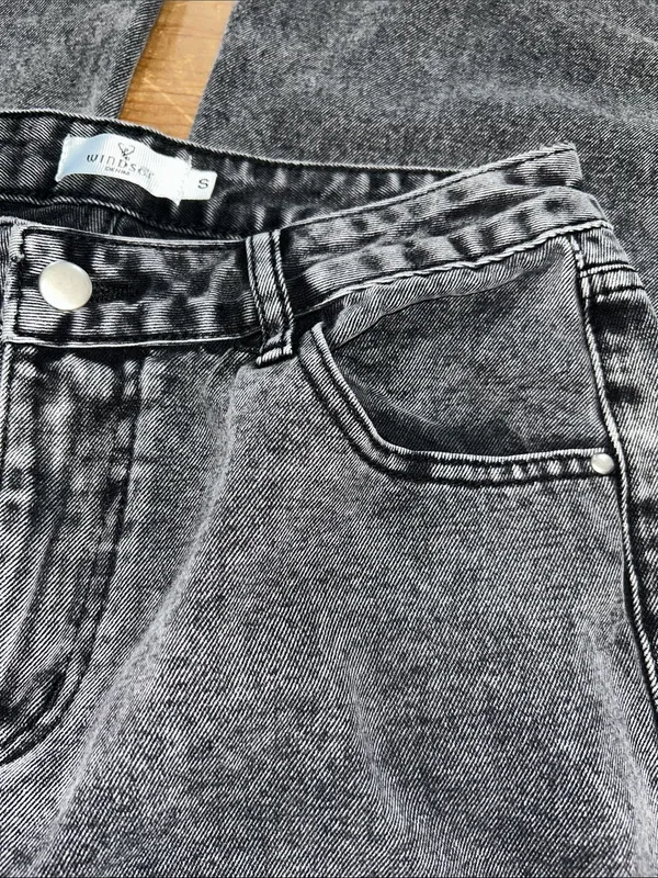Windsor Grey Acid-Wash Wide Leg Jeans Size Small - Image 4