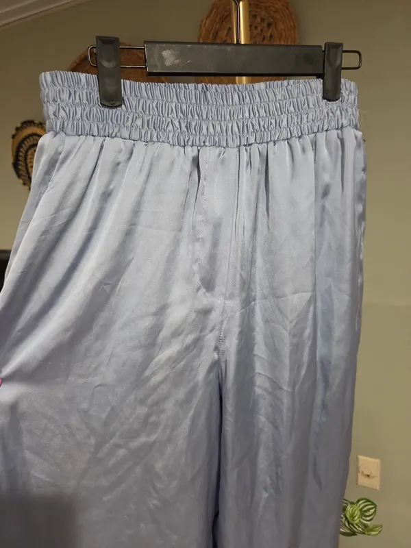 Zara Light Blue Satin Track Pants - Image 7