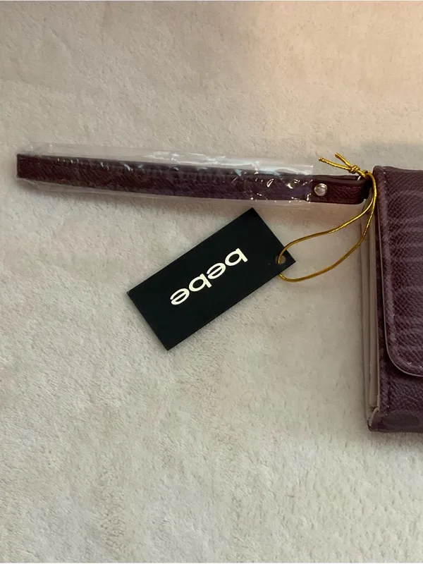 bebe Logo-Print Clutch Wallet - Plum - Image 2
