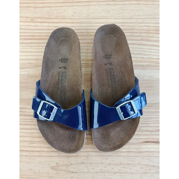 Birkenstock Madrid Blue Patent Sandals Size EU 36 US 5.5 Slightly Used - Image 4