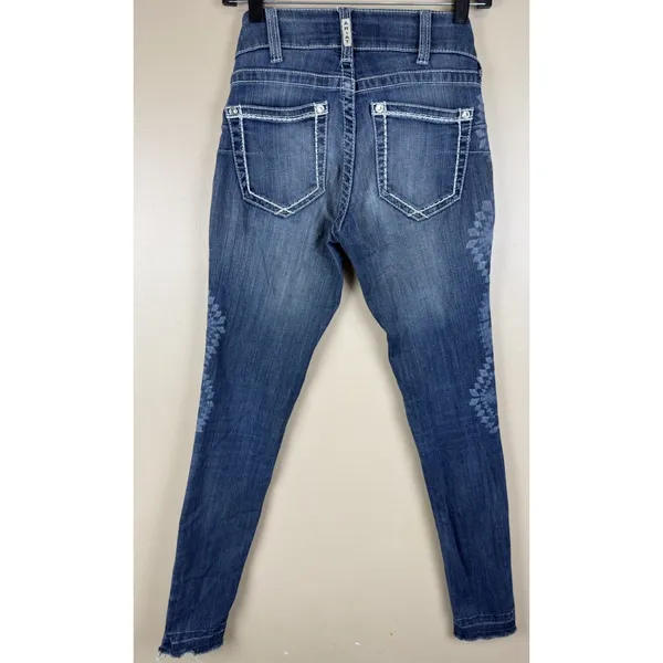 ARIAT R.E.A.L. Skinny Jeans Women’s 26R Low Rise Denim Frayed Hem Blue - Image 11