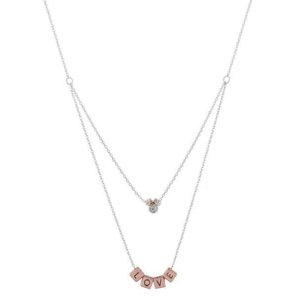Disney Minnie Mouse 14k Rose Gold 925 Silver Plated Love Charm Layered Necklace - Image 2