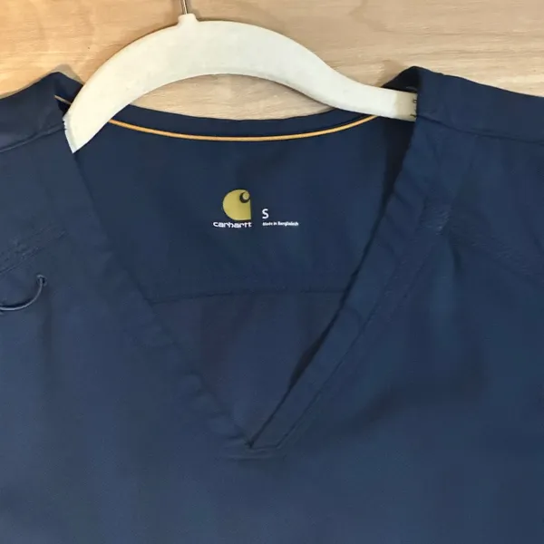 Carhartt Navy Blue V‎ Neck Force Scrub Top Short Sleeve Pockets Size S - Image 5