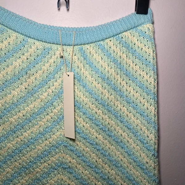 NWT For Love and Lemons Blue Cream Knit Corinna Mini Skirt Women's size Small - Image 4
