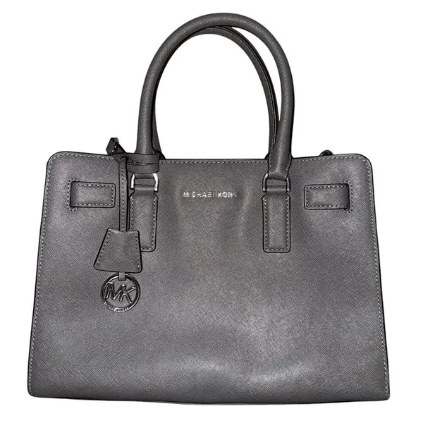 MICHAEL KORS Dillon Saffiano Leather Satchel EUC Crossbody Handbag Gray - Image 3