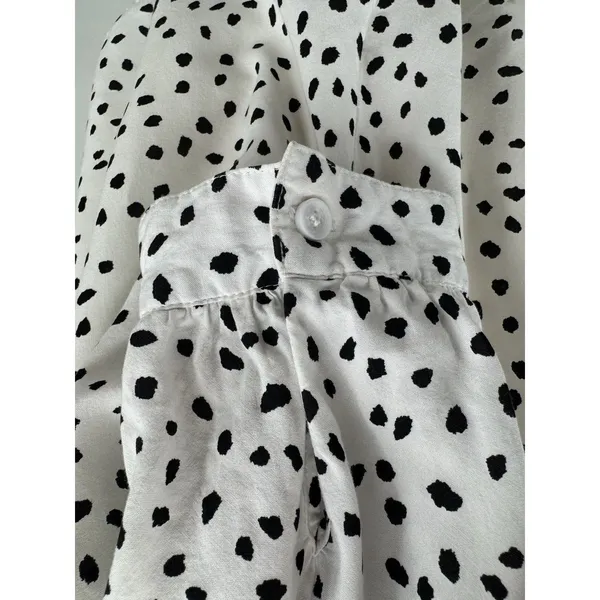 BeachLunchLounge Polka Dot Blouse V Neck Boho Tie Front Flowy Casual Chic Top L - Image 5