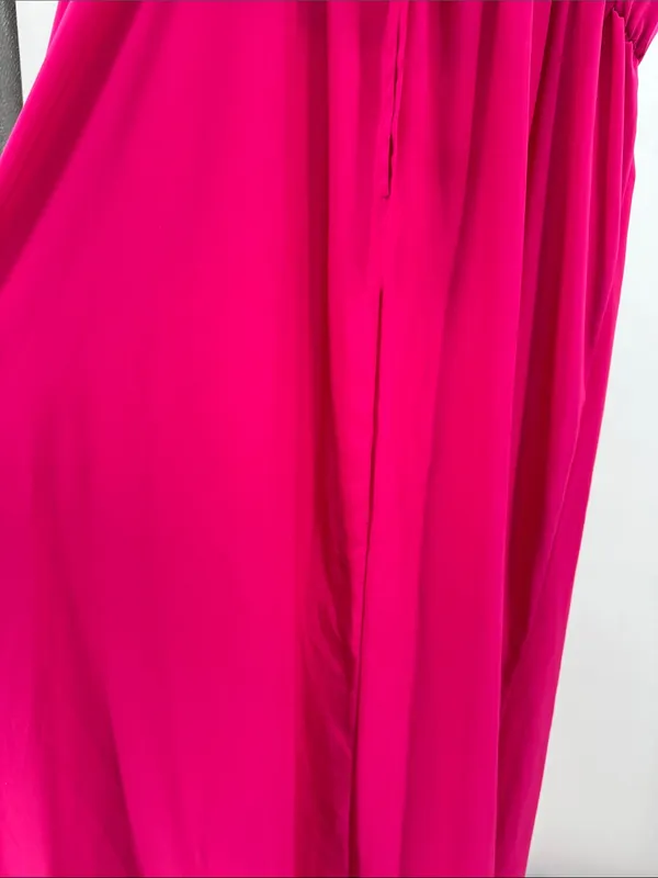 Old Navy Hot Pink Orange Maxi Dress Colorblock L halter style beach vacation - Image 7