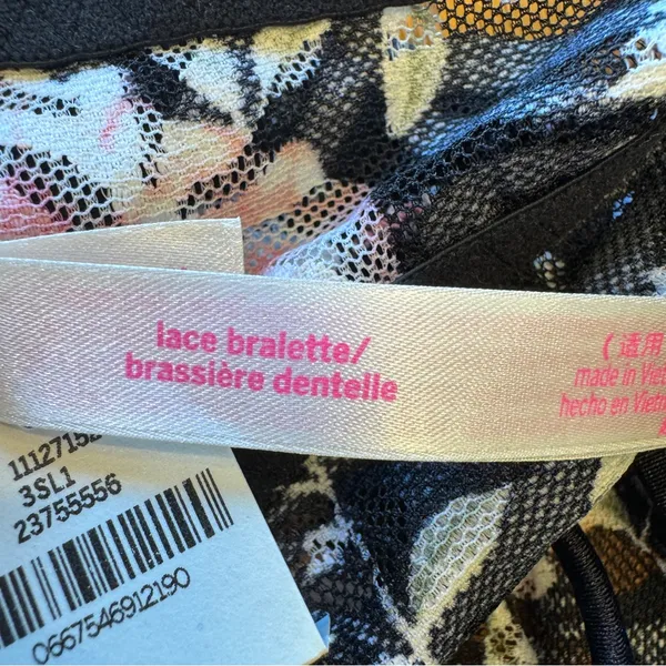 Victoria’s Secret‎ PINK Black & Floral Bralette new with tags large - Image 4