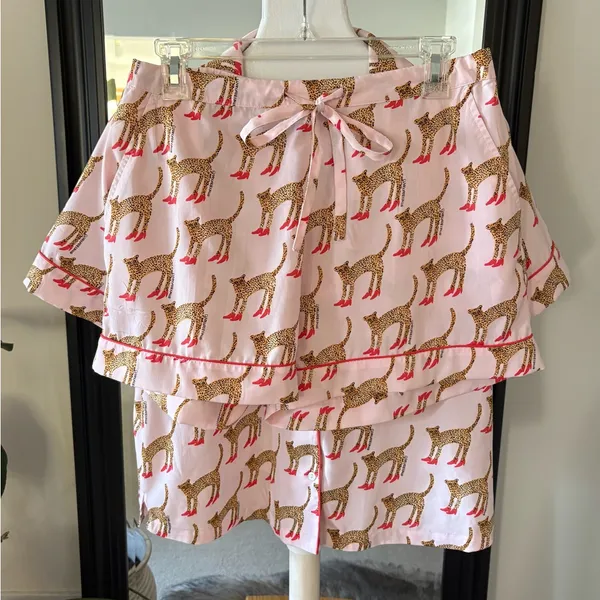 BOUFFANTS & BROKEN HEARTS High Heel Leopard Pajama Short Set Size M - Image 8