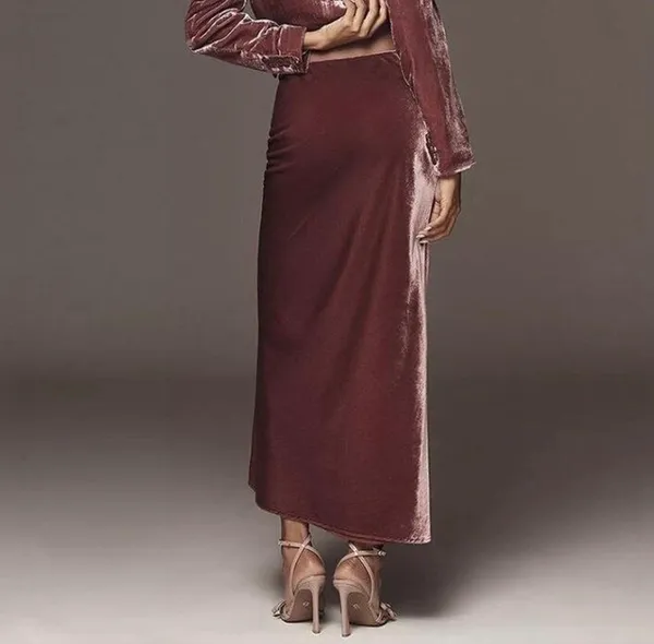 Anthropologie The Tilda Maxi Slip Skirt: Velvet Edition, Size XXS - Image 4