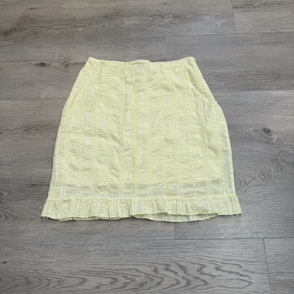 Nasty‎ Gal Womens Yellow Casual Eyelet Skirt Size 10 or Medium Italy Cotton - Image 2