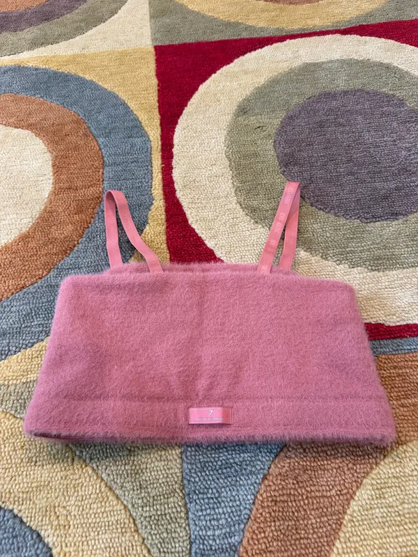 Gymshark x Whitney Simmons Eyelash Knit Bandeau Pressed Petal Soft Fuzzy Medium - Image 5