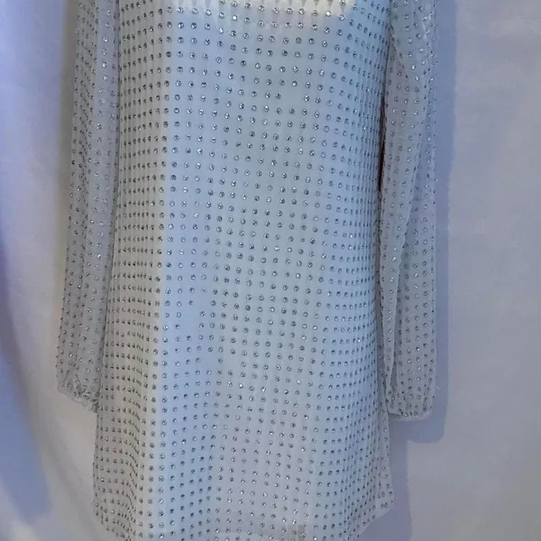 NWOT Bhldn Anthropologie fitting room wear White dress with‎ silver sequins - Image 2
