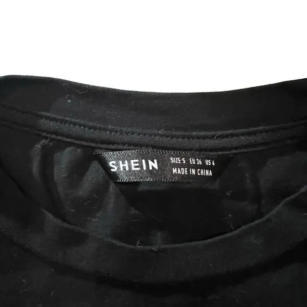 SHEIN Cropped T-Shirt Womens Small Black Red Dragon‎ Cropped Graphic Crew Neck - Image 3
