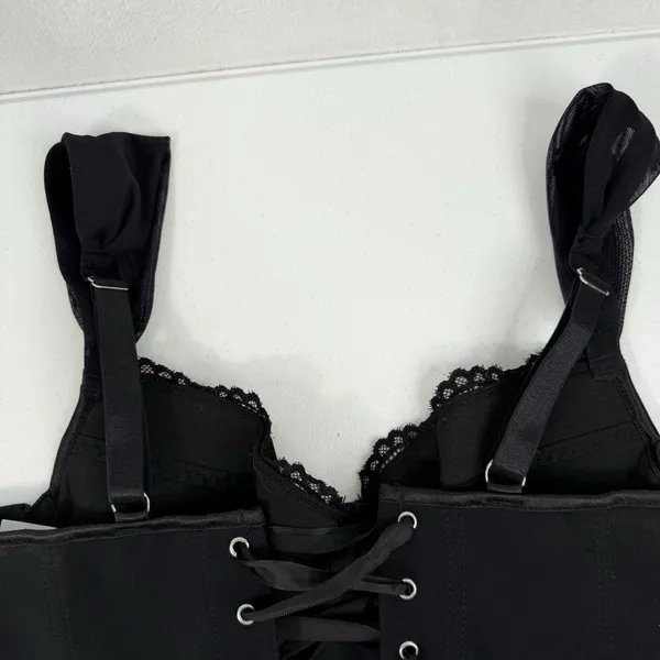 Sexy M Bustier Corset Bra Whimsigoth‎ Jezebel Lingerie Lace Underwire Long Line - Image 7