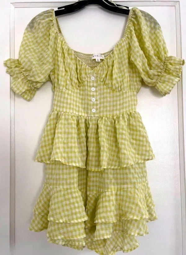 Mable Gingham Plaid Ruffled Romper - Image 2