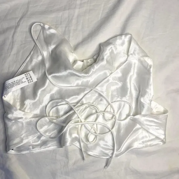 ZARA satin cowl neck tie crop top - Image 2