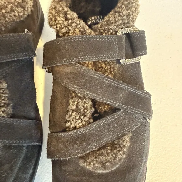 Stuart‎ Weitzman Women 6.5 Warm Booties Sneakers Brown Suede Sherpa Cabincore - Image 6