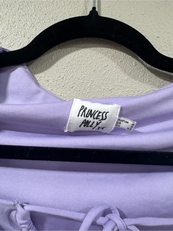 Princess Polly Lilac Tie-Front Long Sleeve Crop Top - Image 4