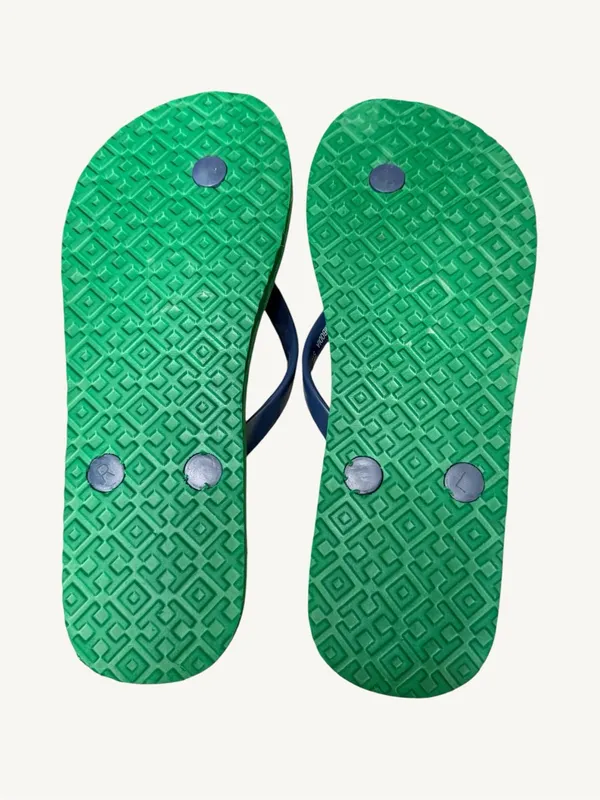 Tory Burch Green, Navy & White Check Logo Flip Flops Size 5 NWOT - Image 9
