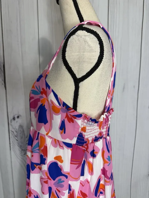 Adrienne Women’s Sz L Pastel Midi Dress Sleeveless Smocked Back - Image 11