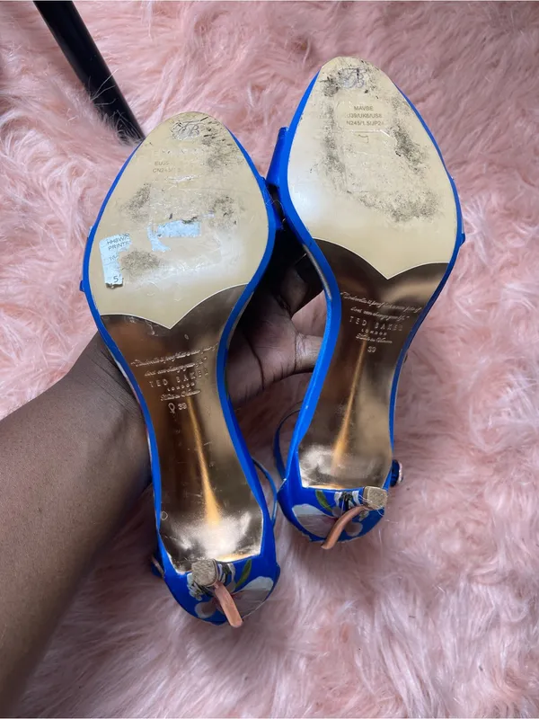 Ted Baker London Blue Floral Ankle-Strap Stiletto wedding quest Heels size 39 - Image 4
