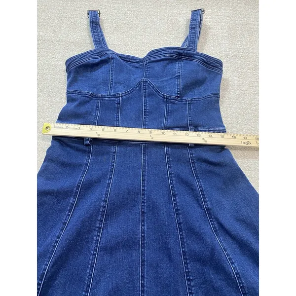 Free People Dark Indigo Denim Mini Dress Size L It has pockets on the sides. - Image 15