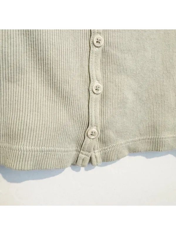 Brandy Melville Zelly Shirt Size One Size Green Ribbed Button Front Garden Party - Image 5
