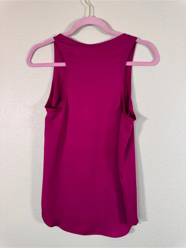 Theory Magenta Pink Silk Sleeveless Blouse Womens S Classic Corpcore Fall Top - Image 4